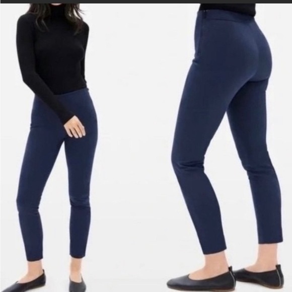 Everlane The Side-Zip Work Pant navy blue high rise ankle skinny seamed back 2 - Picture 1 of 14